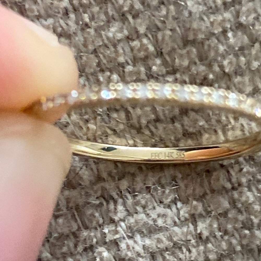 EF COLLECTION Gold Diamond Eternity Pinky Ring 4.5 - Picture 7 of 7